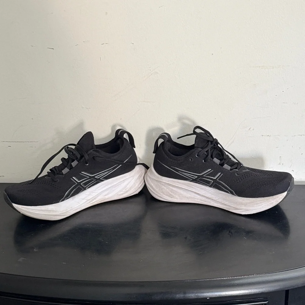 Asics Black Athletic Shoes with White Accents